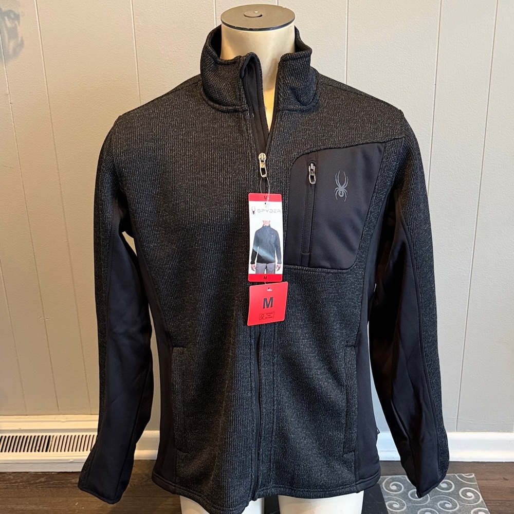 B36 Spyder Men's Medium Black Heather Full-Zip Performance Jacket